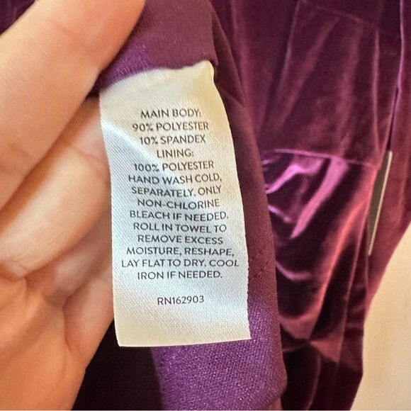 Rachel Parcell Purple Midi Dress Long sleeve stretch velvet sheath Sz Large - Picture 10 of 13